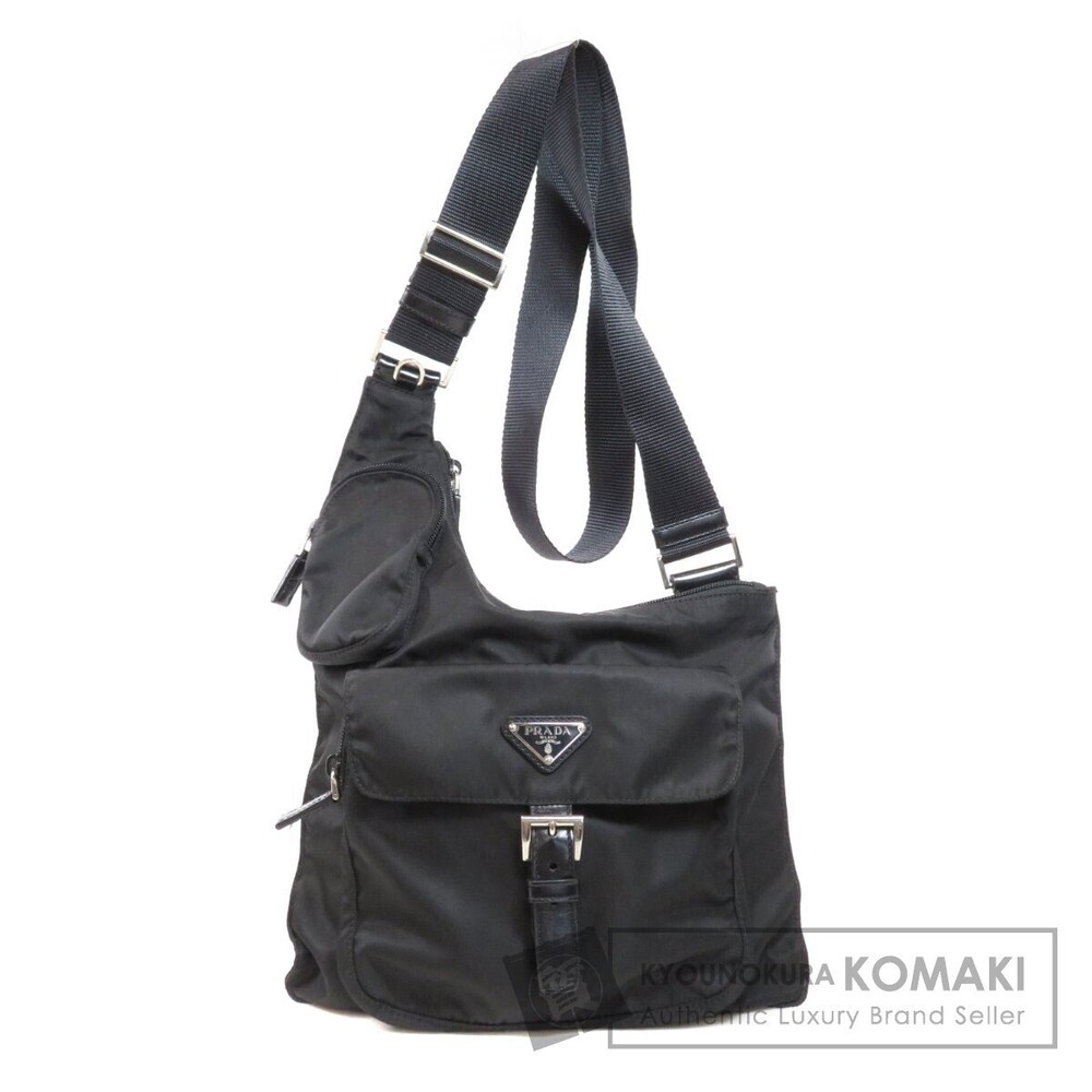 Prada logo plate Black Shoulder Crossbody bag